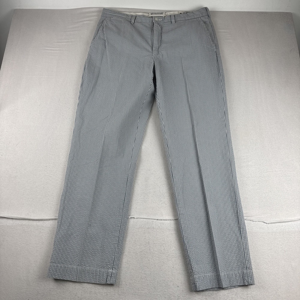 Polo Ralph Lauren Mens Seersucker Chino Pants fits 35*32 Coastal Preppy Derby